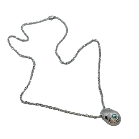 necklace steel silver egg with eye1